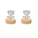 antique flower memo clip holders in wooden base
