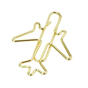 gold airplane decorative paper clips, fun shaped paper clips