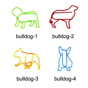 animal shaped paper clips in bulldog outlines