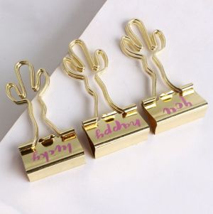 cactus decorative binder clips, custom gold binder clips 