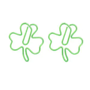 fun clover shamrock decorative paper clips, trefoil shaped paper clips