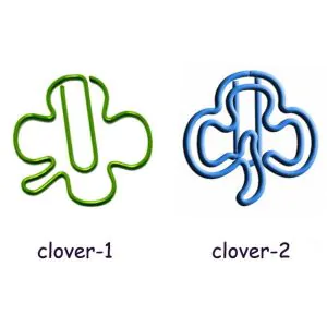 clover shamrock shaped paper clips, trefoil decorative paper clips