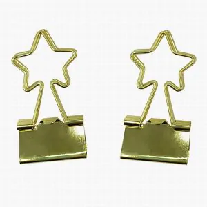 custom binder clips in star, decorative gold binder clips