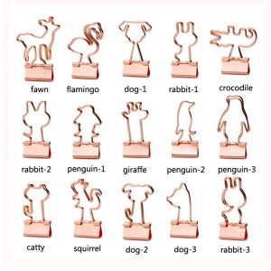 gold decorative binder clips, custom binder clips