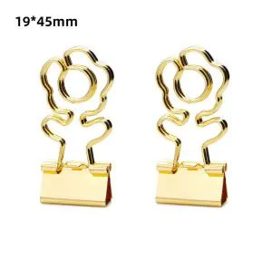 flower decorative binder clips, gold binder clips