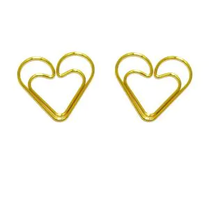 gold loving heart shaped paper clips, cute decorative paper clips