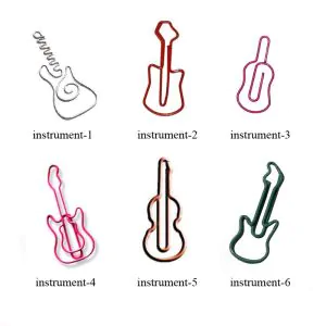 musical instrument shaped paper clips, music decorative paper clips