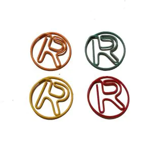 letter R shaped paper clips, colored decorative paper clips