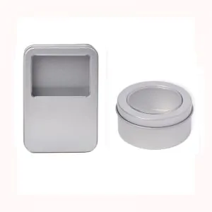 paper clip tin box with a window lid