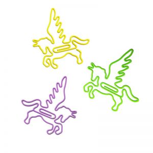 pegasus shaped paper clips made of colored wire