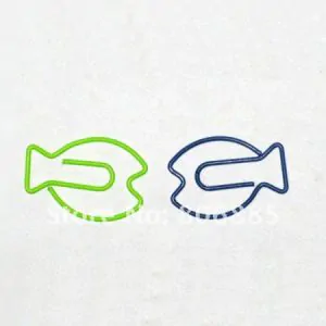 fish shaped paper clips in colors, aquarium paper clips