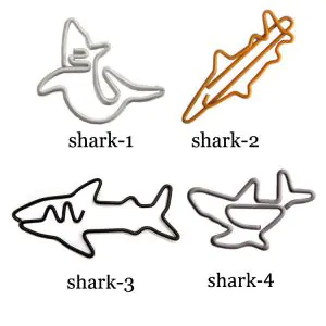 shark shaped paper clips, fish decorative paper clips
