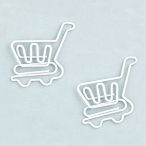 shopping cart shaped paper clips, cute decorative paper clips