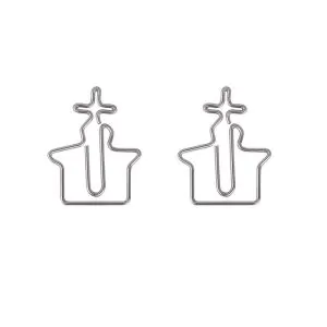 silver church shaped paper clips, decorative paper clips