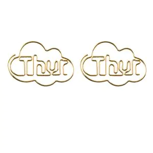 Thursday shaped paper clips, weekday decorative paper clips, gold paper clips