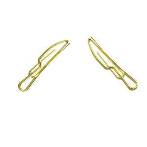 Trombones dorés en forme de couteau, jolis trombones décoratifs pour cadeaux et agendas