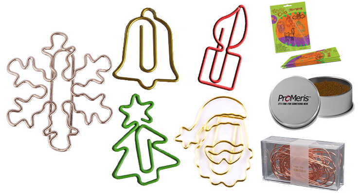 Christmas-theme decorative paper clips, custom shaped paper clips